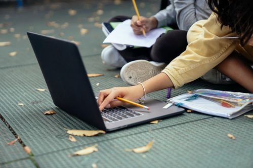 Student studying with a laptop